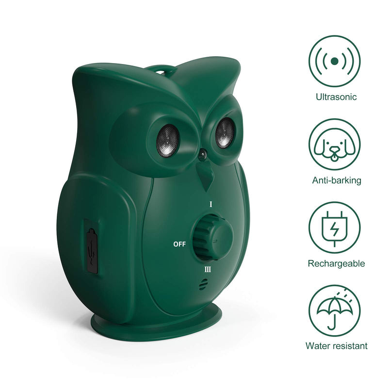 Bestdoggo Anti Barking Dog Barking Deterrent Indoor&Outdoor Ultrasonic Barking Control Device,Stop Barking Dog Device,Bark Control Up to 35FT Dog No Barking,Owl-Shaped Design. Green - PawsPlanet Australia