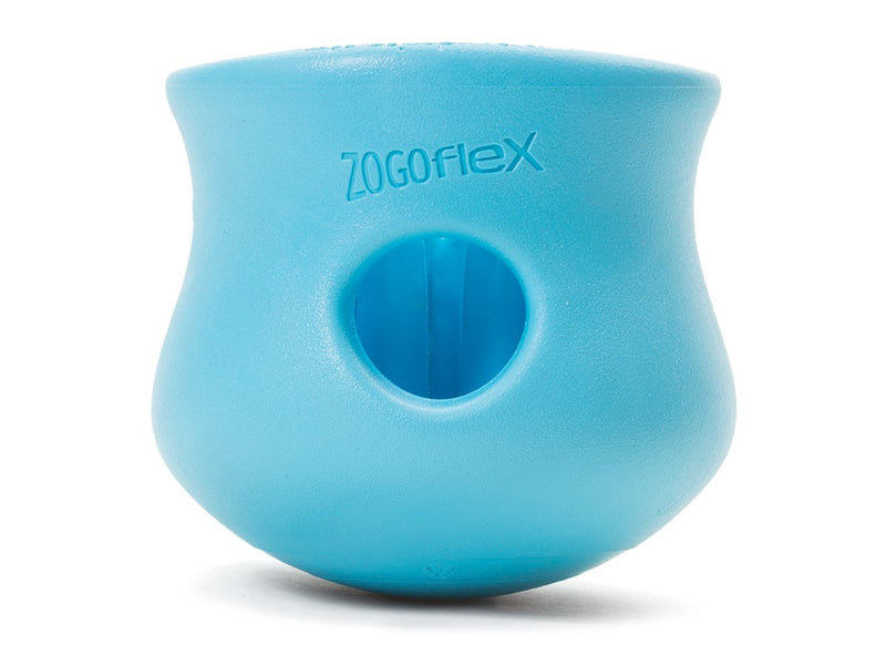 [Australia] - West Paw Zogoflex Toppl Treat Dispensing Dog Toy Puzzle – Interactive Chew Toys for Dogs – Dog Toy for Moderate Chewers, Fetch, Catch – Holds Kibble, Dog Training Treats, Made in USA Large Aqua 