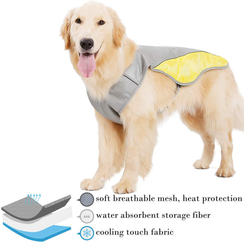 RC GearPro Ideal Cooling Dog Vest for Walking, Climbing, Sports XL grey yellow - PawsPlanet Australia