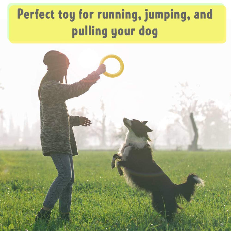 [Australia] - Dog Training Ring for Outdoor Fitness Floatable Pulling Toy and Flying Disc Interactive Play Tool for Small Medium Large Dogs, 2 Pack Small to Medium Green/Yellow 