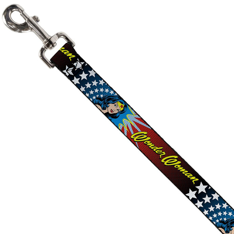 [Australia] - Buckle-Down Pet Leash - Wonder Woman Face w/Stars - 4 Feet Long - 1/2" Wide 6 Feet Long - 1" Wide 