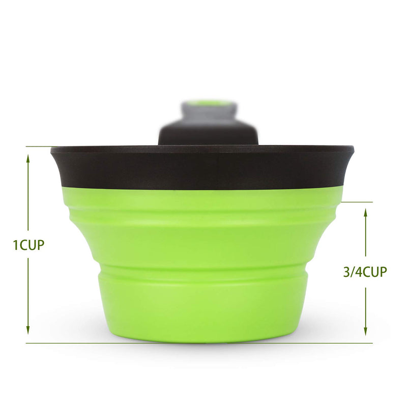 DHAWS Silicone Measuring Cups for Pet Dog and Cat,3 in 1 Collapsible Sealing Clip for Storage Bag,Pet food Spoon 1/2 Cup/1 Cup/2 Cup Capacity (118ml/237ml/473ml) (Green, 1/2Cup (118 ml)) Green 1/2Cup (118 ml) - PawsPlanet Australia