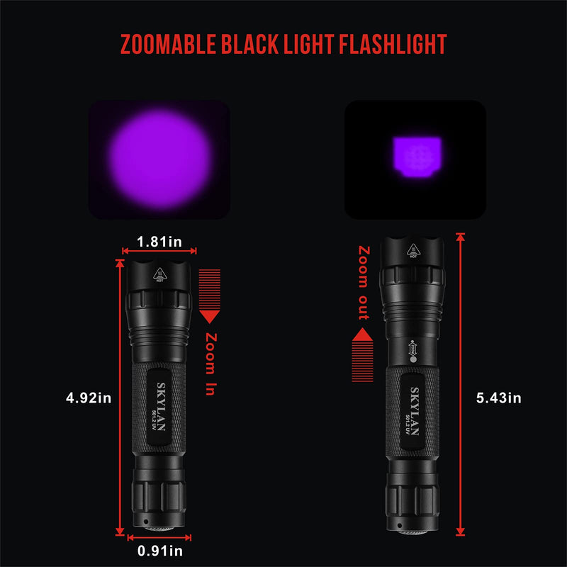 SKYLAN Led UV Mini Flashlight Black Light, 395nm Blacklight Ultraviolet Pocket Flashlights Powered by18650 Rechargeable Battery for Dog Urine, Pet Stains & Bed Bug - PawsPlanet Australia