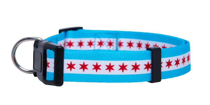 [Australia] - Native Pup Chicago Flag Dog Collar Medium Small Stars 