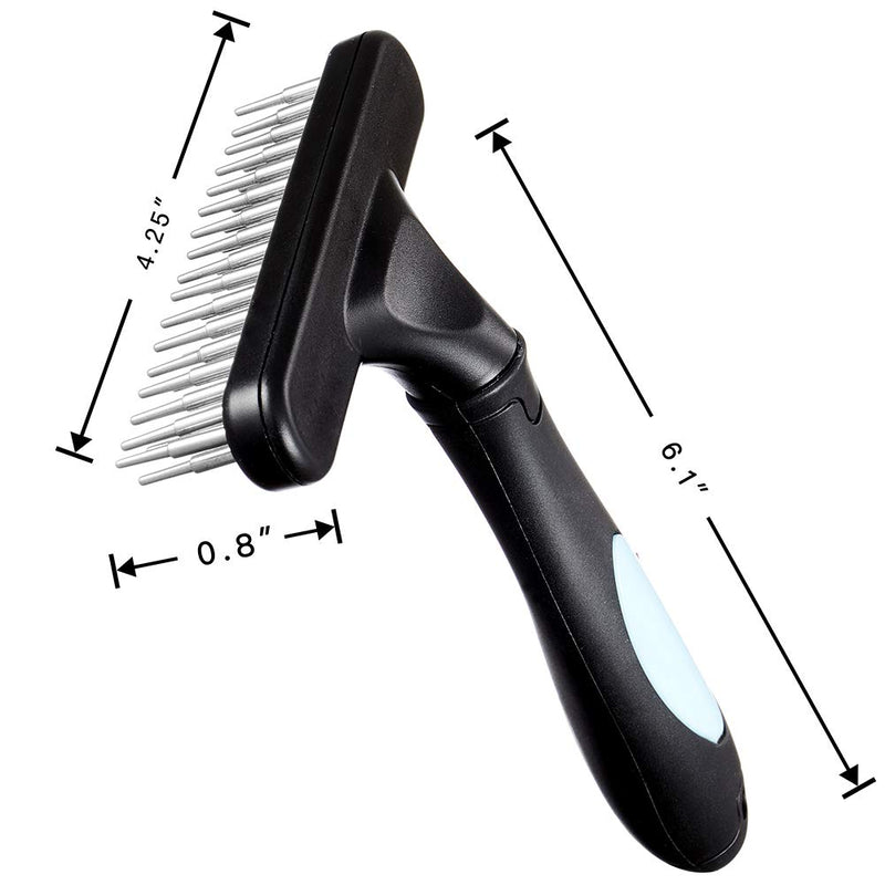 [Australia] - Flymoqi Dog Comb - Stainless Steel Deshedding and Dematting Undercoat Rake – for Dogs, Cats and Rabbits – Double Row of Teeth – Reduces Shedding, Removes Mattes and Tangles 