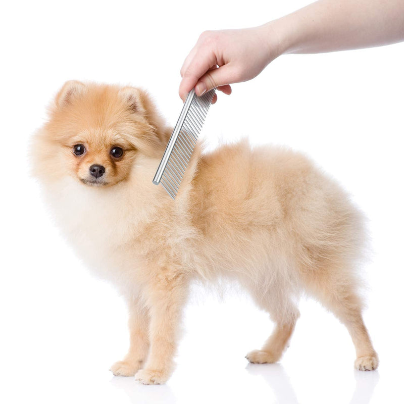 Stainless Steel Pet Comb Pet Grooming Comb Rounded Teeth Dog Comb for Large, Medium and Small Dogs and Cats with Tangled Short/Long Hair (19 x 4 cm) 19 x 4 cm - PawsPlanet Australia
