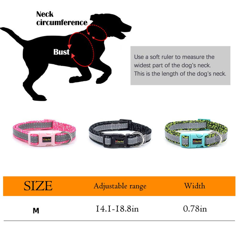 N\O Yisika Adjustable Dog Collar,Reflective Dog Collar,Soft Padded Breathable Nylon Pet Collar for Puppy and Small Medium Large Dogs,Lightweight Outdoor Training Dog Collars (36-48cm) G - PawsPlanet Australia