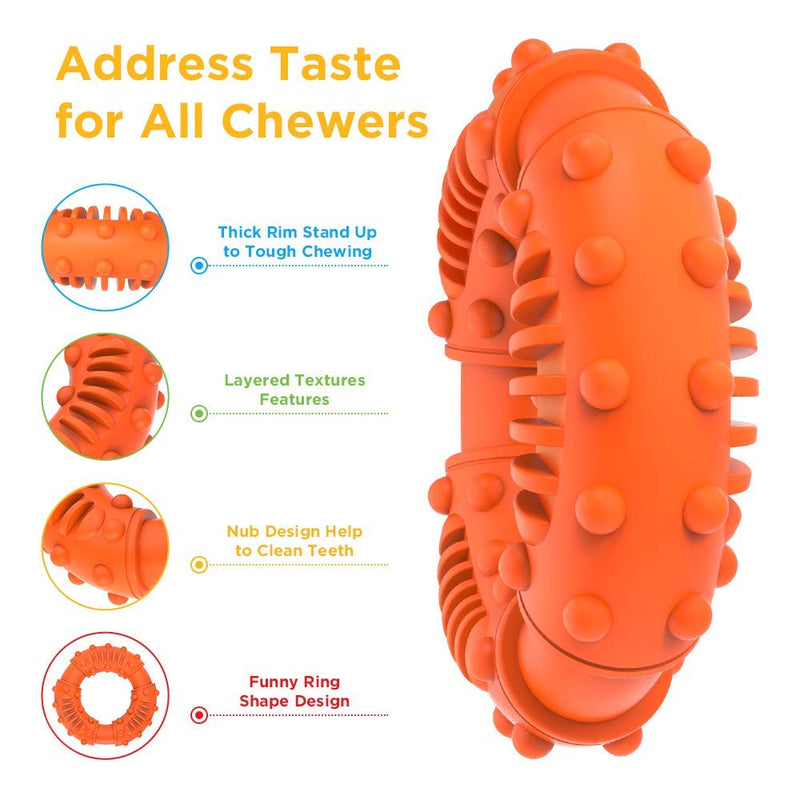 ABTOR Ultra Durable Dog Chew Toy - Toughest Natural Rubber - Texture Nub Dog Toys for All Aggressive Chewers Large Dogs Puppy - Fun to Chew, Dental Care, Training, Teething (A-Orange) A-Orange - PawsPlanet Australia