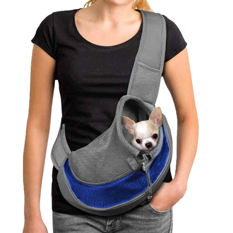 ITODA Pet Dog Carrier Sling Hands-Free Sling Bag Breathable Mesh Outdoor Travel Bag Small Dogs Cats Shoulder Tote Bag with Front Pocket and Wide Shoulders for Outdoor Travel Walking Daily Use 10lb Blue - PawsPlanet Australia