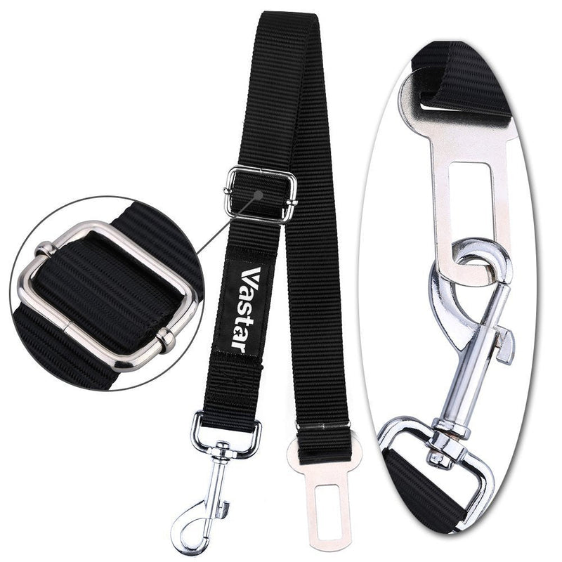 Vastar Adjustable Pet Dog Cat Safety Leads Car Vehicle Seat Belt Harness Seatbelt, Made from Nylon Fabric Black - PawsPlanet Australia