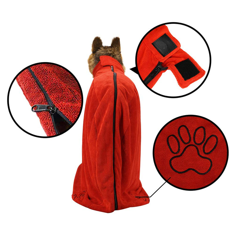 UOMIO Dog Dry Bag, Dog Bathrobe for Swimming or Rain Hiking, Super Absorbent S Red - PawsPlanet Australia