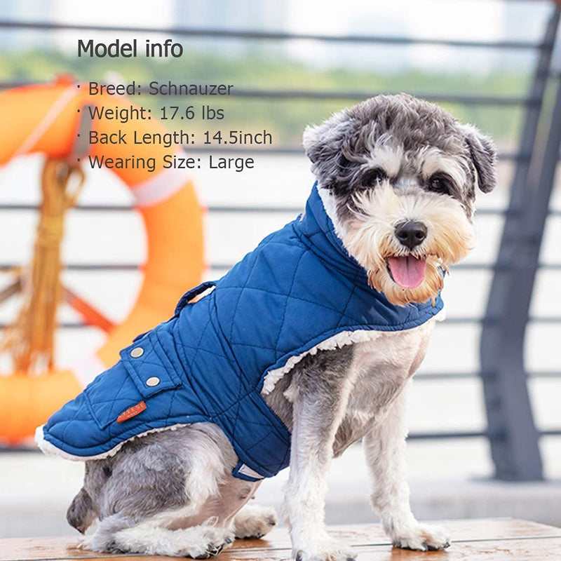 KYEESE Dog Jacket for Dogs Winter Windproof Fleece Lined Dog Vest Cold Weather Coats with Leash Hole Small Blue - PawsPlanet Australia