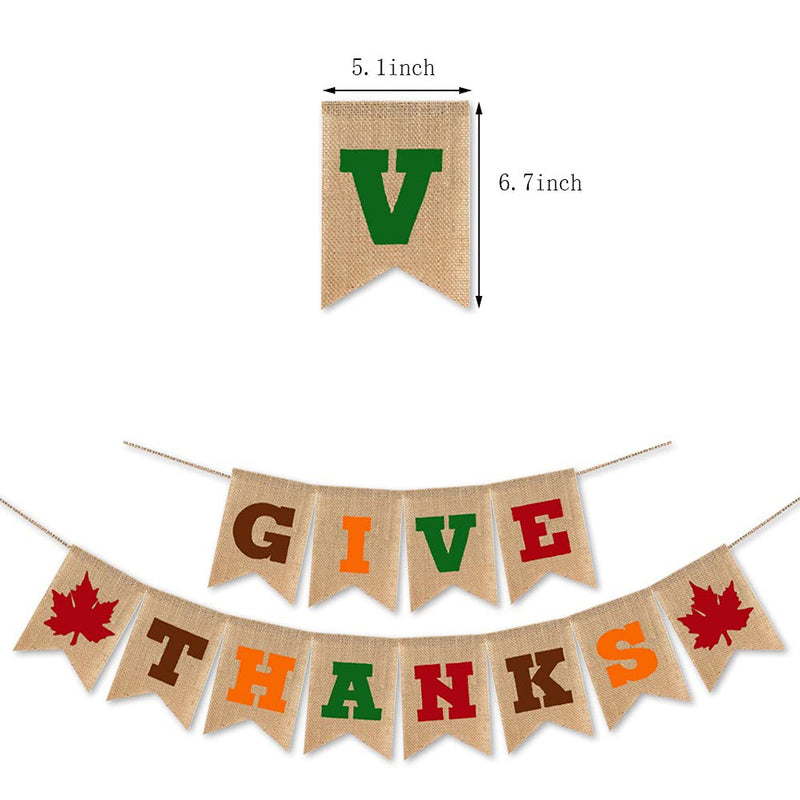 2 Pack Thanksgiving Burlap Banner GIVE THANKS Burlap Banner Garland Maple Leaf Banner for Thanksgiving Wall Decorations Indoor Outdoor Party Supplies - PawsPlanet Australia