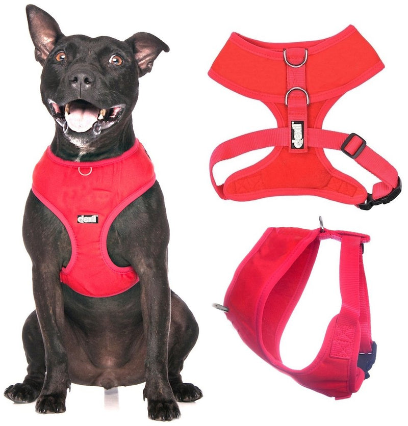 [Australia] - Dexil Elite Range Luxury Padded Waterproof Adjustable Back and Front Ring Non-Pull Pet Dog Vest Harness XSmall Small Medium Large Medium 19-28inch chest Flash Red 