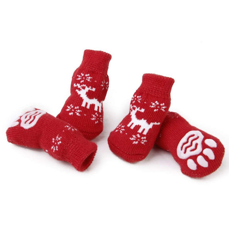 POPETPOP 8PCS Pet Christmas Socks Non-Slip Pet Socks Pet Socks Supplies Christmas Warm Cotton Socks for Dog Puppy Kitten Cat L - PawsPlanet Australia