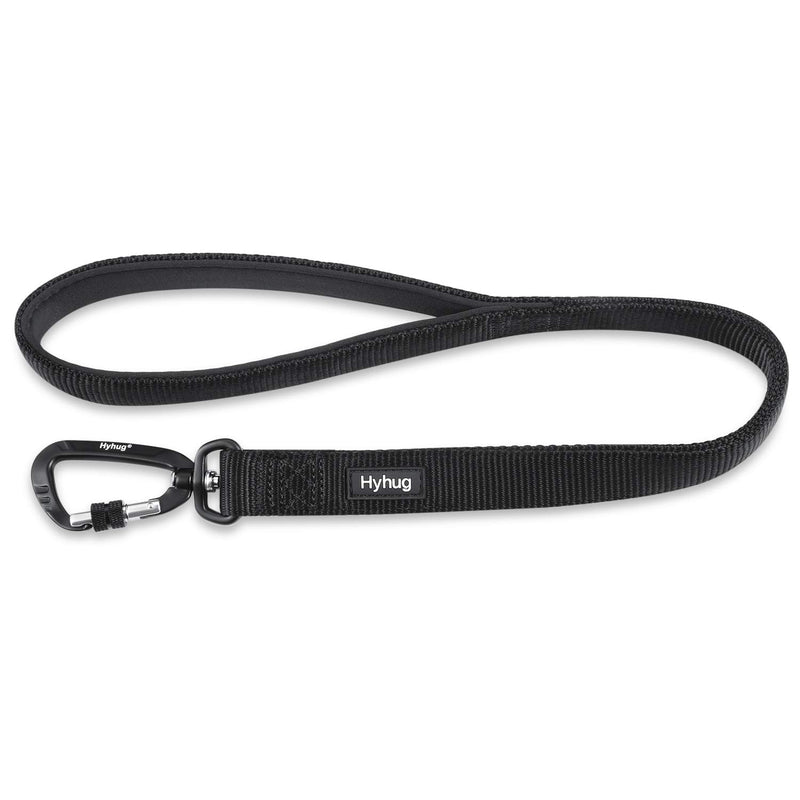 [Australia] - Hyhug Pets 24 Inches Heavy Duty Short Leash with Comfortable Handle and Lightweight Aviation Alumium Clip Lead- for Large Medium Dogs Daily Necessities. Black 