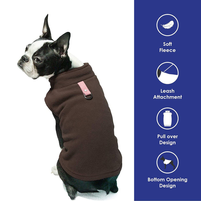 Gooby Fleece Vest Dog Sweater - Brown, X-Large - Warm Pullover Fleece Dog Jacket with O-Ring Leash - Winter Small Dog Sweater Coat - Cold Weather Dog Clothes for Small Dogs Boy or Girl X-Large chest (56 cm) - PawsPlanet Australia