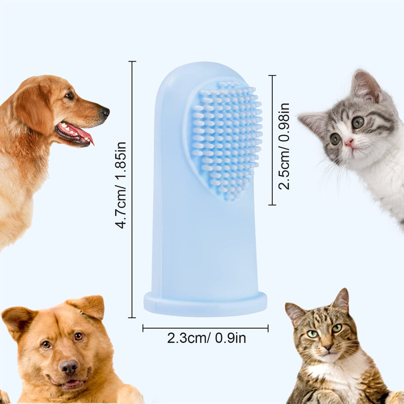 Dog Toothbrush Finger Toothbrush Silicone Pet Teeth Cleaning Toothbrush for Dogs Cat Dental Care Blue Pack of 8 - PawsPlanet Australia