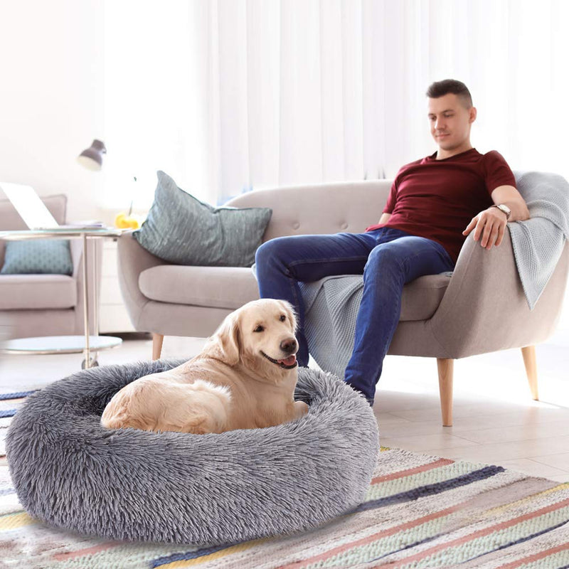 EMUST Pet Cat Bed Dog Bed, 5 Sizes for Small Medium Large Pet Cats Dogs, Round Donut Cat Beds for Indoor Cats, Anti-Slip Marshmallow Dog Beds, Multiple Colors 15.7 Inch (Pack of 1) darkgrey - PawsPlanet Australia