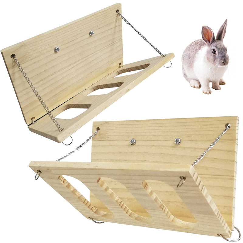 kathson Rabbit Wooden Hay Rack Bunny Hay Feeder Manger Grass Holder Guinea Pigs Food Dispenser for Rabbits Small Pets Chinchilla Hamster (Medium:9.4''5.7'') Medium:9.4''*5.7'' - PawsPlanet Australia