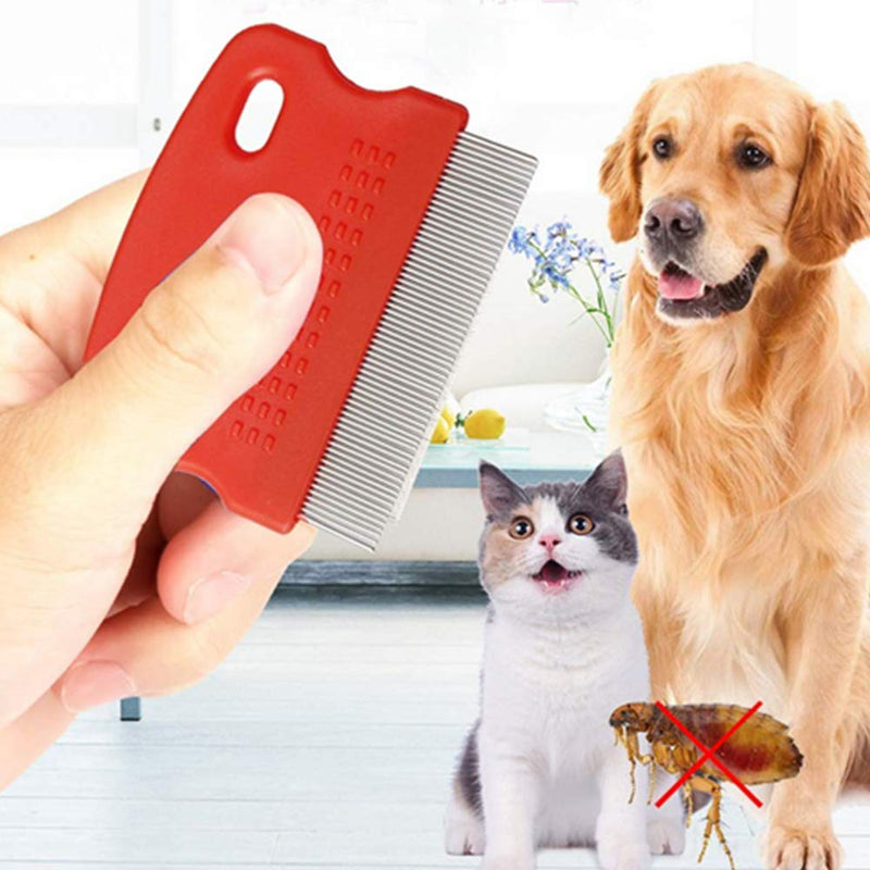 NA 3Pcs Flea Comb Cat Dog Pat Comb Flea Comb Remover with Handle Flea Removal Grooming Comb Stain Remover Combs for Long Hair Dogs and Cats（Random Color - PawsPlanet Australia