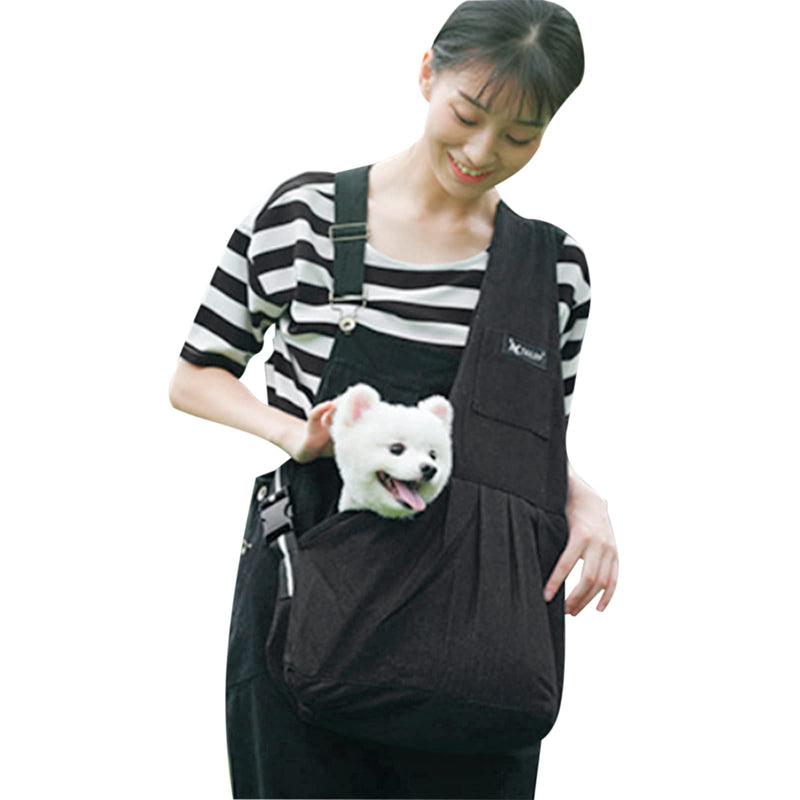 ITODA Dog Carrier Sling Hands Free Sling Bag Small Dog Cat Carrier Bag Breathable Mesh Outdoor Travel Bag Shoulder Tote Bag with Front Pocket for Outdoor Travel Subway Walking Daily Use M Black - PawsPlanet Australia