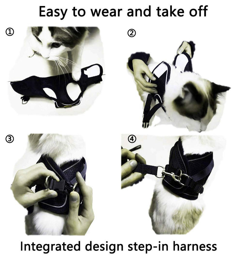 WISNOW Dog Harness No Pull Puppy Harness and Leash Set Step-in Breathable All Weather Mesh Vest Reflective Adjustable Easy Control Pet Harnesses for Small Medium Dogs and Cats Walking Outdoor Black XS(chest10.2-11.4"/26-29CM) - PawsPlanet Australia