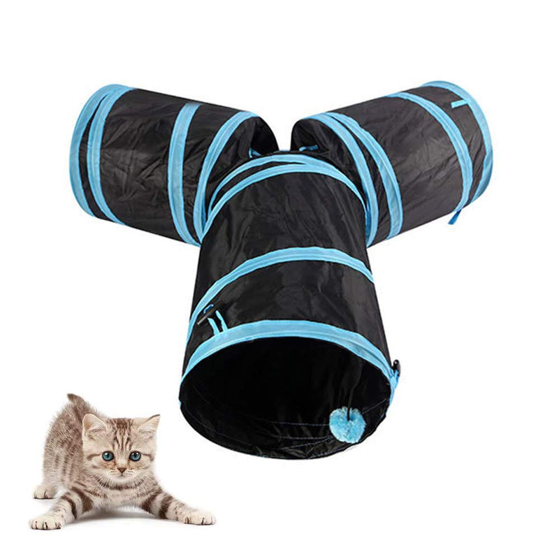 zfdg Interactive Cat Tunnel, Cat Tunnel Collapsible, Collapsible Pet Tunne, Cat Tunnel Tube, Collapsible Tube Fun Cat Play Toy, for Cat Dog Puppy Rabbit Indoor and Outdoor Fun Toys (Blue) - PawsPlanet Australia