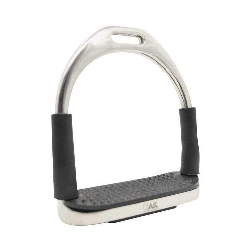AK Folding Flexi Movable Stainless Steel Horse Riding Equestrian Stirrups with Black Tread (4 INCHES, Silver) 4 INCHES - PawsPlanet Australia