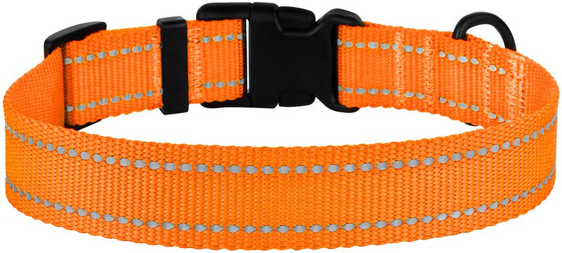 [Australia] - CollarDirect Reflective Dog Collar with Buckle Adjustable Safety Nylon Collars for Dogs Small Medium Large Pink Black Red Blue Purple Green Orange Neck Fit 14"-18" 