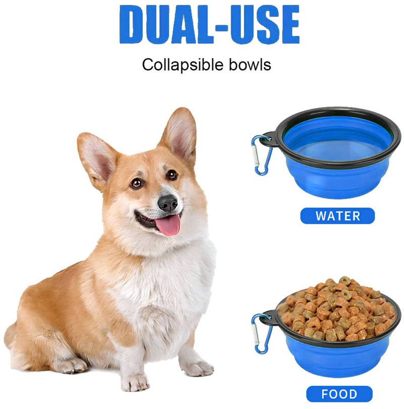 Collapsible Dog Bowl,Collapsible Dog Water Bowls for Cats Dogs, Portable Pet Feeding Watering Dish,Portable Dog Water Food Bowl with Carabiner (Small, Blue) Small(350ML) - PawsPlanet Australia