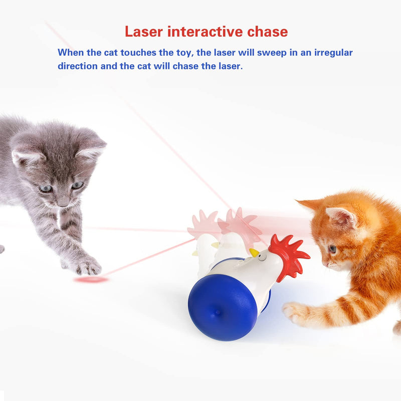 ZHENMAO cat Toys Automatic Laser Toy Interactive Training Tools Cats，Kitten Multifunctional Training Chase Tool-USB Charging, Summoning cat,Self-Weight Does not Fall, Squeak Toy, 3 Modes - PawsPlanet Australia