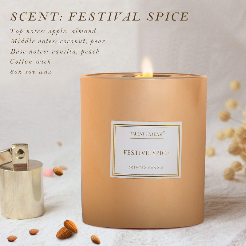 TALENT FAREAST Festival Spice Scented Candle for Home 8oz. Relaxing Aromatherapy Candles 40 Hour Rich Aroma Gift Natural Soy Wax Premium Fragrance Luxury Jar Candle - PawsPlanet Australia