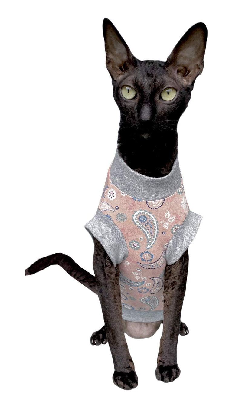 Kotomoda Cat's T-shirt Pink Paisley for Sphynx and naked cats (L) L - PawsPlanet Australia