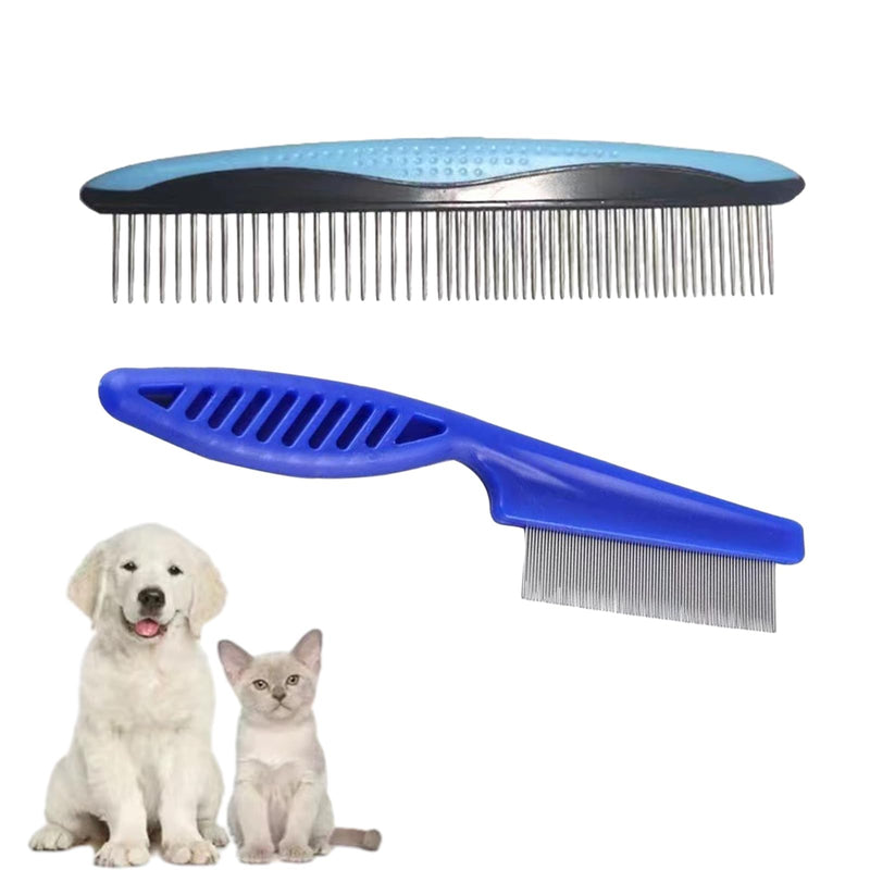 2-piece pet comb, portable cat dog flea comb, professional flea comb for removing fleas, stainless steel pet care combs, lice comb dust comb for cats and dogs (blue). - PawsPlanet Australia