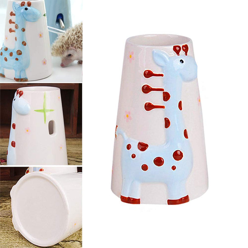 BIGCAKE Hamster Water Bottle, Ceramics Small Animals No Drip Standing Drinking Waterer with Holder for Syrian Hamster Dwarf Hamsters Mice Hedgehog Gerbil Rat Blue - PawsPlanet Australia