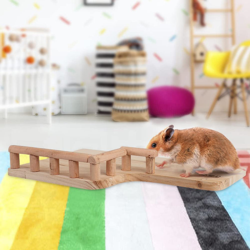 Fdit Hamster Platform Natural Wooden Small Animals Stand Platform Pet Springboard Climbing Toy with Railing for Chinchilla Guinea Pigs Small to Medium Birds - PawsPlanet Australia