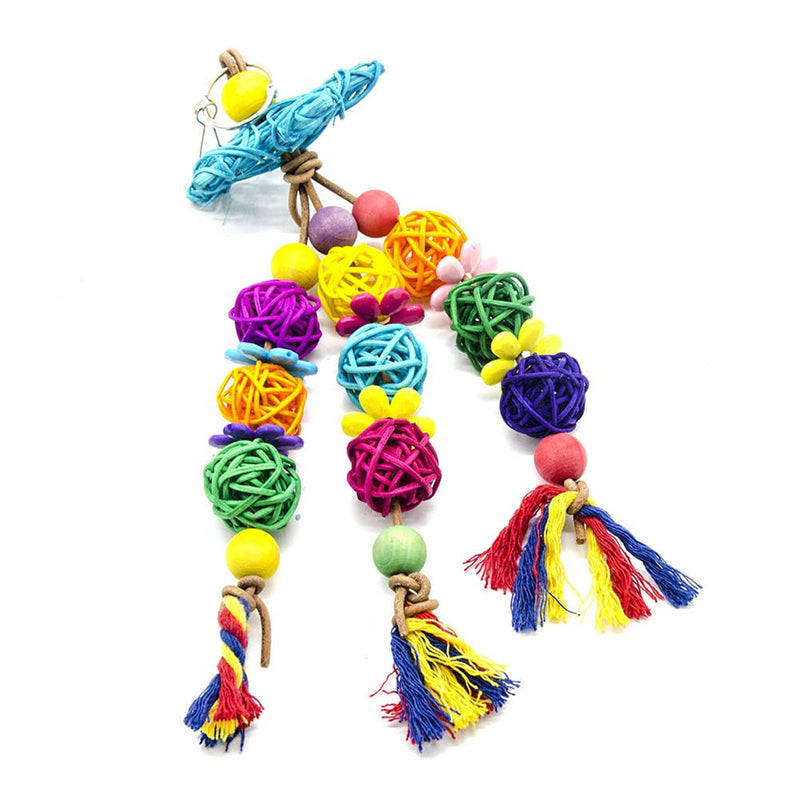 UKCOCO Colorful Bird Parrot Hanging Swing Rattan Balls Toy, Pet Bird Parrot African Greys Budgies Parakeet Cockatiels Cockatoo Conure Macaw Lovebird Cage Ornament Chew Toy - PawsPlanet Australia