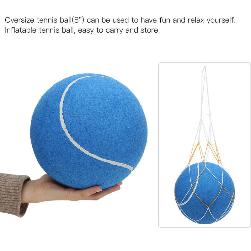 8in Rubber Tennis Ball, Large Inflatable Tennis Ball Cat Dog Toy Pet Toy with Net for Playing in Blue(blue) - PawsPlanet Australia