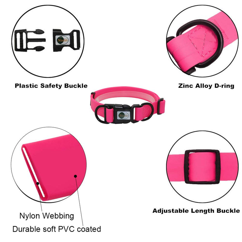 [Australia] - NIMBLE Dog Leash and Collar Set 5FT Strong Reflective Dog Leash and Waterproof Collar for Medium Large Dogs 5FT leash + M collar Pink 