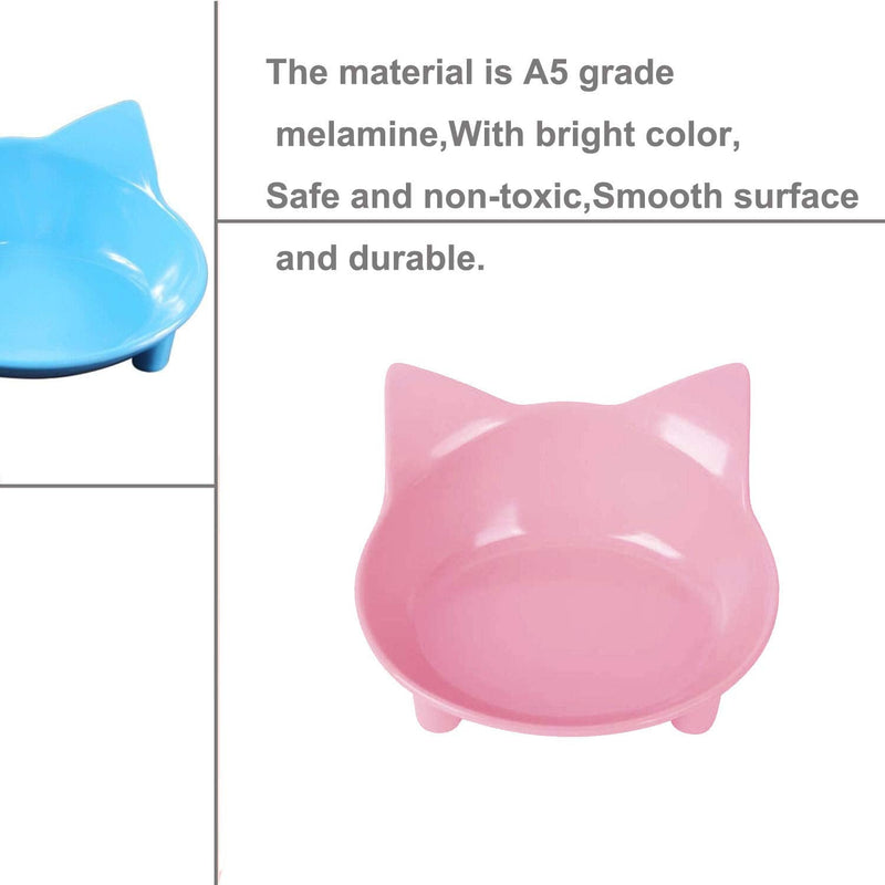 SUOXU Cat Bowls, Anti-slip Multi-purpose Cat Food Bowl Pet Water Bowl Cat Feeding Bowl, Set of 2 - Blue/Pink 2pcs - PawsPlanet Australia