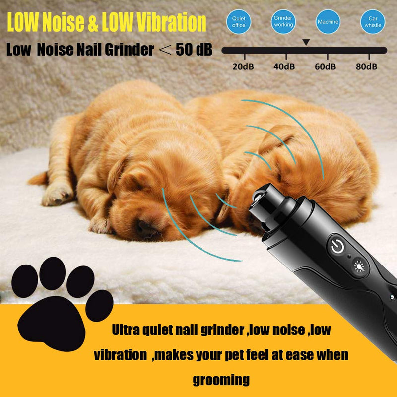 [Australia] - Dog Nail Grinder Trimmer Clippers File,Professional 3-Speed LED Lights Version Electric Rechargeable Pet Nail Trimmer clippers Painless Paws Grooming & Smoothing kit for Small Medium Large Dogs & Cats 