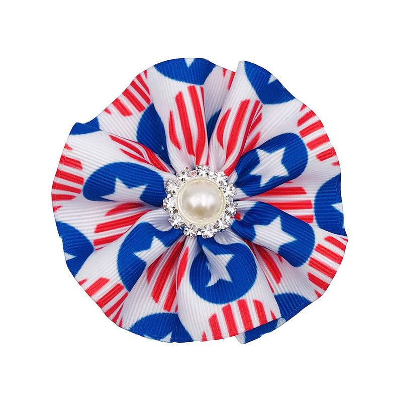 [Australia] - PET SHOW 5pcs/lot US Flag Patriotic Dogs Collar Bow Attachment Flower for Small Medium Dog Cats Independence Day June 14 Flag Day Holiday Party Grooming Collar Charms Accessories 