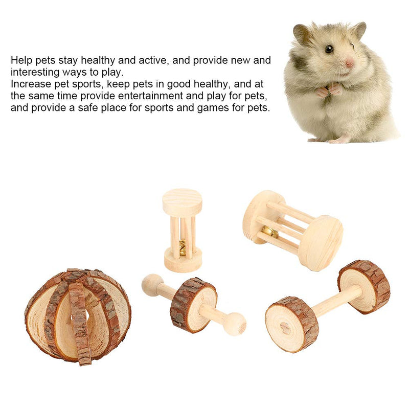 5Pcs/Set Hamster Wood Ball Hamster Wooden Safety Playing Toy Wooden Hamster Chew Toys For Chinchillas Rabbit Guinea Pig - PawsPlanet Australia