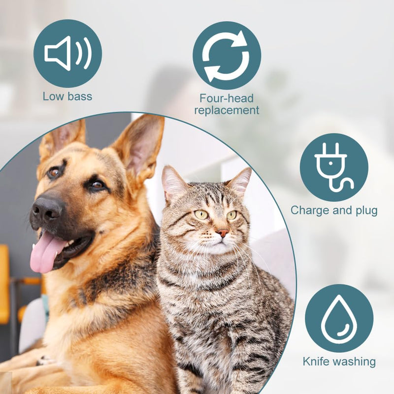 Jooheli 4 in 1 Quiet Dog Clipper, Dog Paw Clipper, Electric Dog Trimmer for Dogs, Cats, Paws, Eyes, Ears, Face, Body, White - PawsPlanet Australia