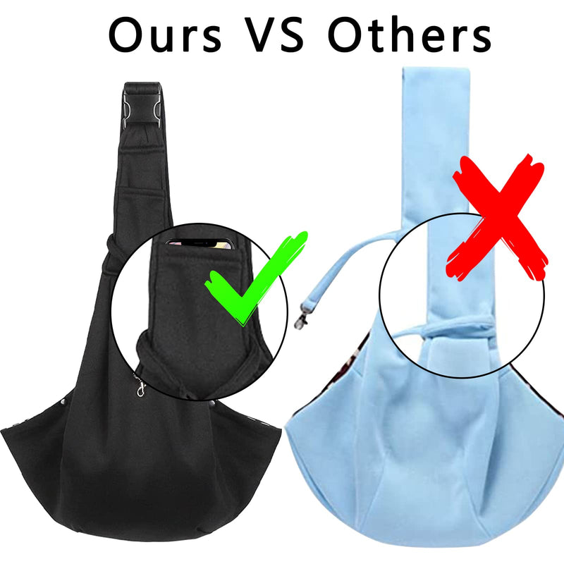 Pet Sling Carrier, Hand Free Pet Carrier, Dog Sling with Adjustable Shoulder Strap for Small Medium Cat Dog (Black) Black - PawsPlanet Australia