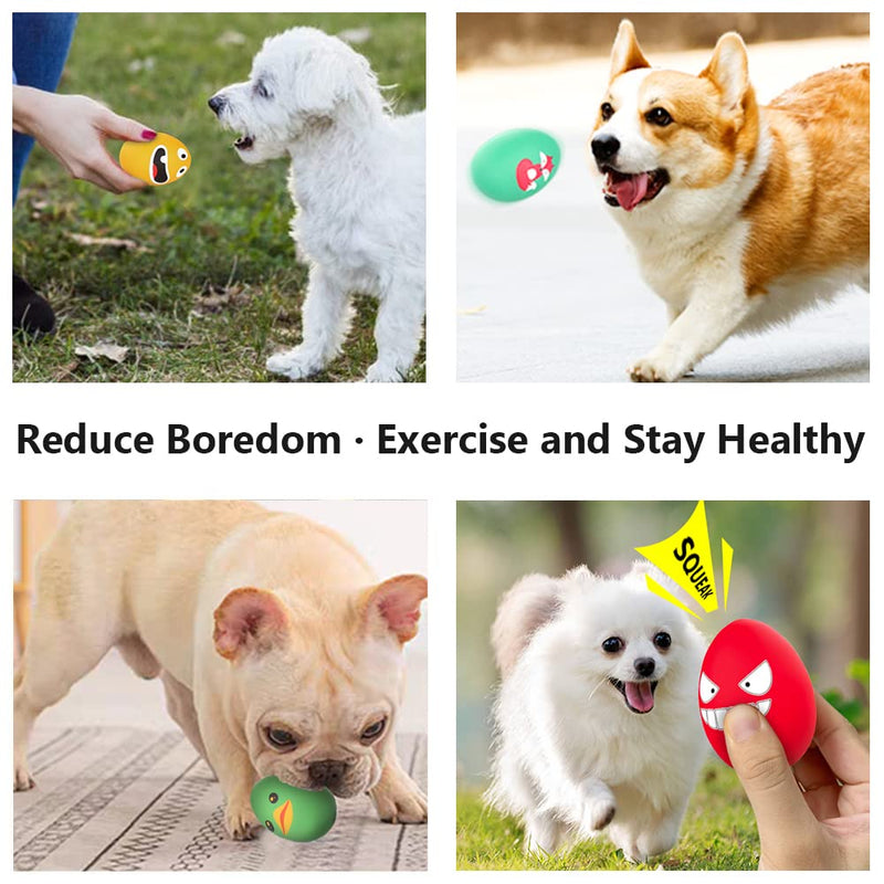 Squeaky Dog Ball, [8 Pack] Interactive Latex Rubber Dog Squeak Toys, Soft Bouncy Fetch Egg Shape Pet Balls for Dog (8 PACK) 8 PACK - PawsPlanet Australia