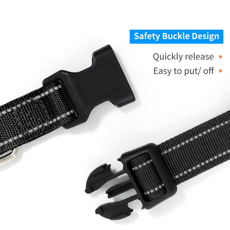 LIEVUIKEN 2 Pieces Reflective Dog Collar with Safety Locking Buckle, Adjustable Soft Breathable Comfortable Nylon Pet Collar for Small, Medium and Large Dogs, 5 Sizes Small(Pack of 2) Black - PawsPlanet Australia