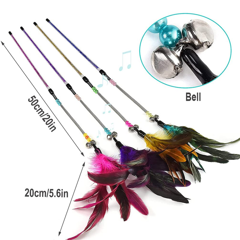 Cat Toy Cat Dangler Toy Training Telescopic Interactive Retractable Natural Feather Wand Cat Toy with (6 Packs) - PawsPlanet Australia