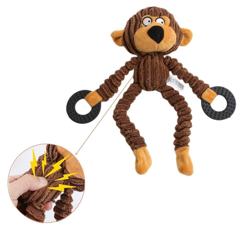 N\A 1Piece Monkey Dog Squeaky Toy Plush Chew Toy with Rubber Ring for Puppy Small Medium Large Dog - PawsPlanet Australia